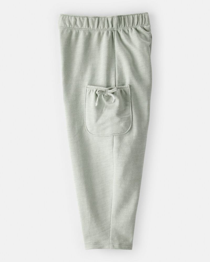 Toddler Girl Bow Pocket French Terry Pants - Green, image 3 of 5 slides