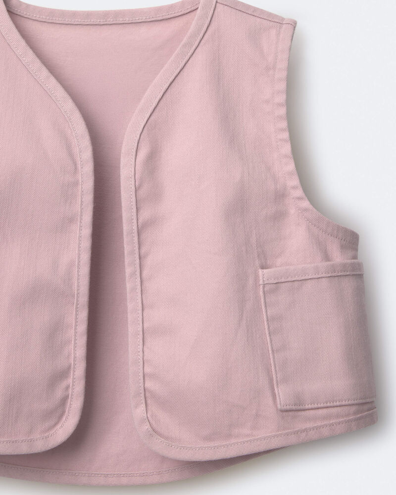 Toddler Girl Cropped Vest with Otter Pockets - Rose, image 6 of 6 slides