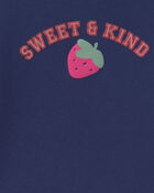 Baby Girl 2-Piece 'Sweet & Kind' Strawberry Long-Sleeve Top & Pant Set - Navy Blue, image 4 of 6 slides