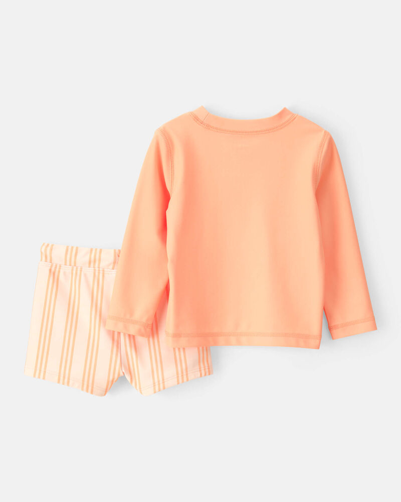 Baby Boy 2-Piece Long-Sleeve Rashguard Swimsuit Set - Orange, image 2 of 5 slides