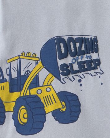 Tout-petit gar&ccedil;on - Pyjama ajust&eacute; 4 pi&egrave;ces en 100 % coton &agrave; motif construction - Bleu/Vert, 