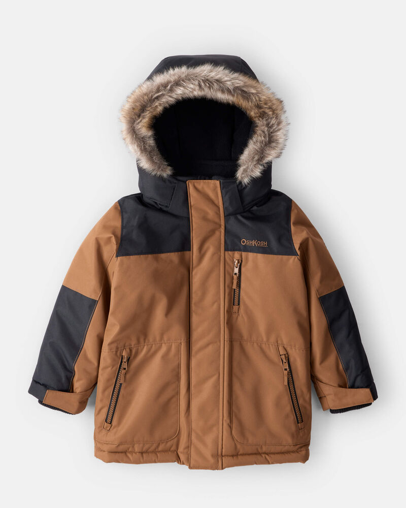 Toddler Boy  Parka Hooded Winter Jacket  - Brown, image 1 of 3 slides