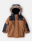 Toddler Boy  Parka Hooded Winter Jacket  - Brown, image 1 of 3 slides