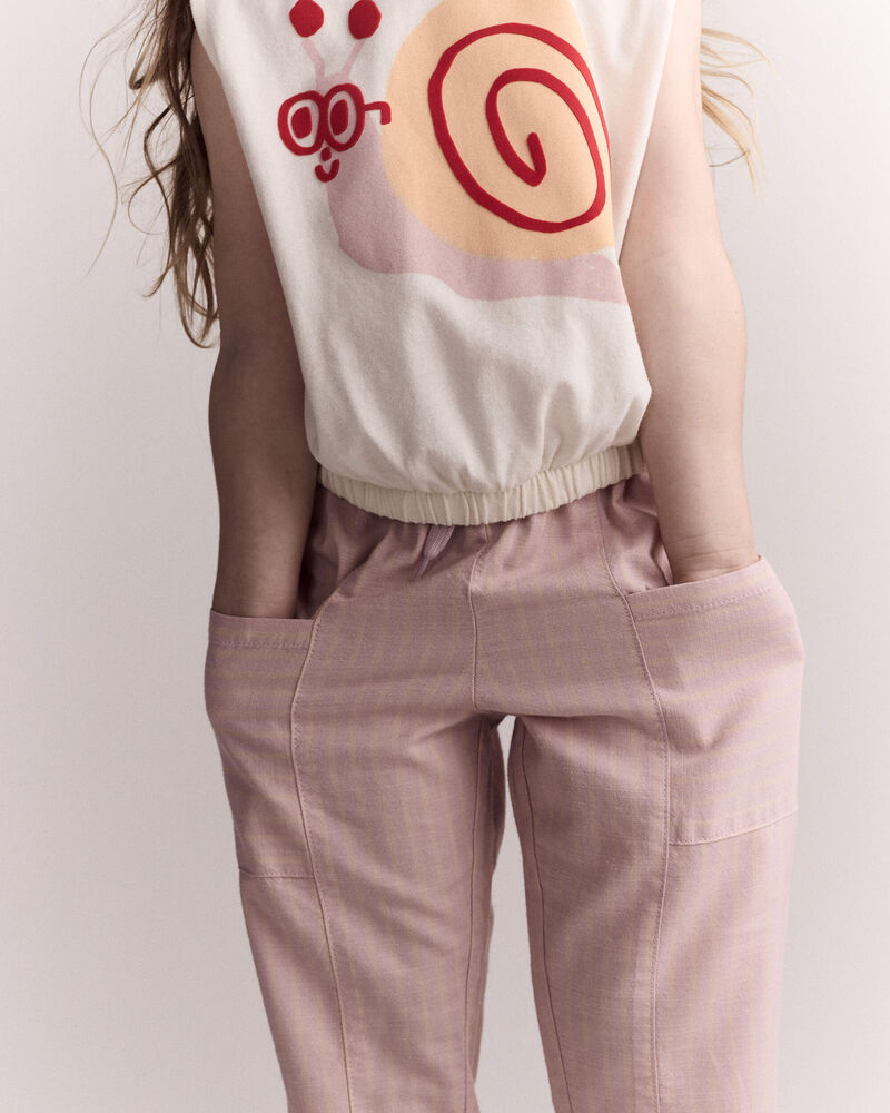 Toddler Girl Pocket Pant in Stripes - Rose, image 3 of 7 slides