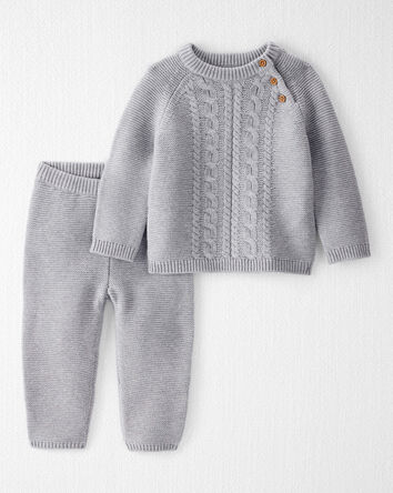 Baby Organic Cotton Cable Knit Sweater Set, 