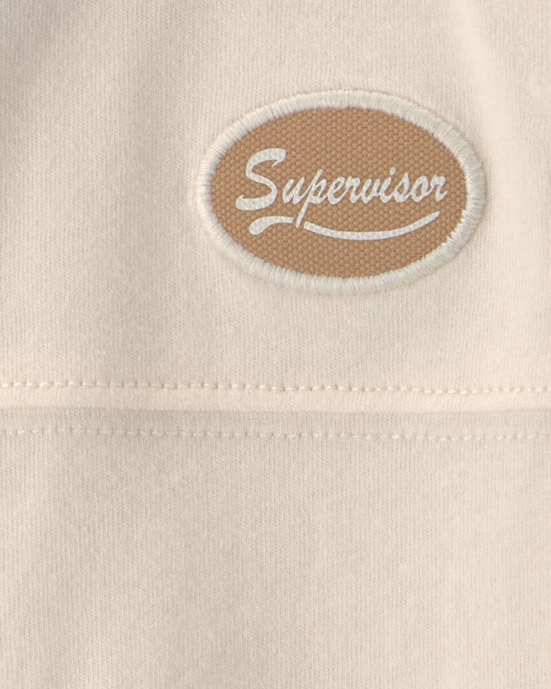 Baby Boy 'Supervisor' Long-Seeve Tee - Ivory, image 2 of 3 slides