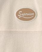 Baby Boy 'Supervisor' Long-Seeve Tee - Ivory, image 2 of 3 slides
