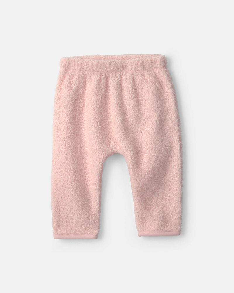 Baby Girl 2-Piece Bear Fleece Long-Sleeve Top & Pant Set - Pink, image 2 of 4 slides