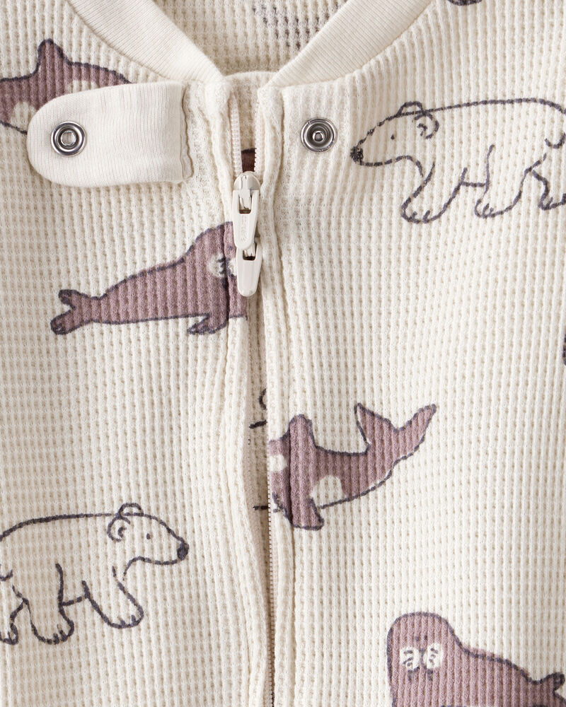 Baby Waffle Knit Sleep & Play Pyjamas Made with Organic Cotton in Artic Friends Print, image 2 of 5 slides