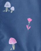 Girls Mushroom & Flower Print Rain Jacket - Navy, image 2 of 2 slides