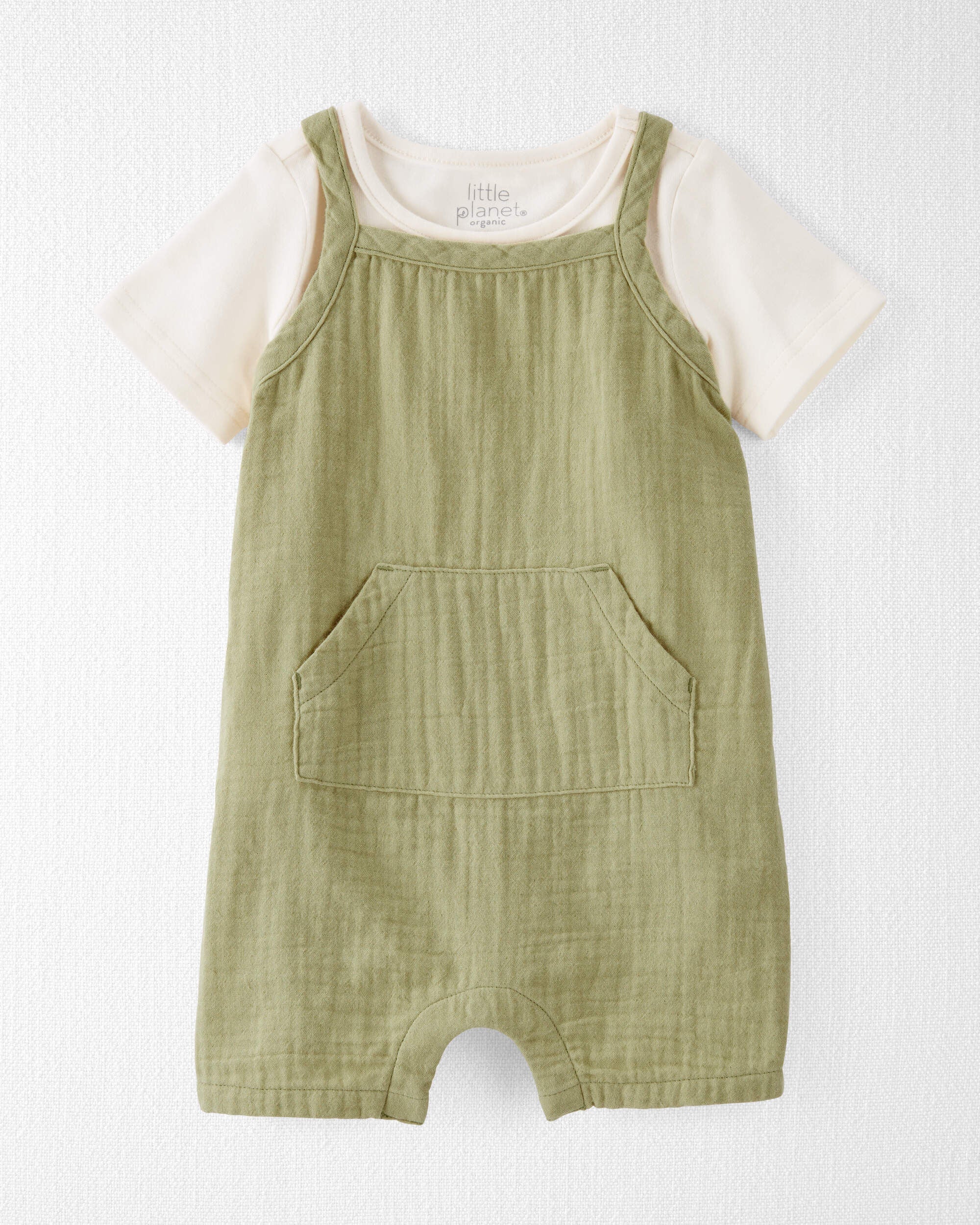 Baby Girls Baby Organic Cotton Gauze Shortall Set NB Little Planet