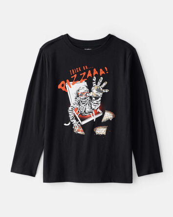 Boys Trick Or Pizza Long-Sleeve Graphic Tee - Black, 