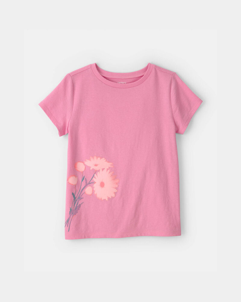 Girls Floral Graphic Tee - Pink, image 1 of 3 slides
