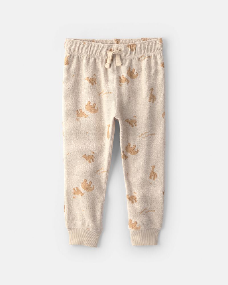 Tout-petit gar&ccedil;on - Ensemble 2 pi&egrave;ces haut et pantalon en jersey bouclette &agrave; motif ourson - Cr&egrave;me/Brun, image 2 sur 3 diapositives
