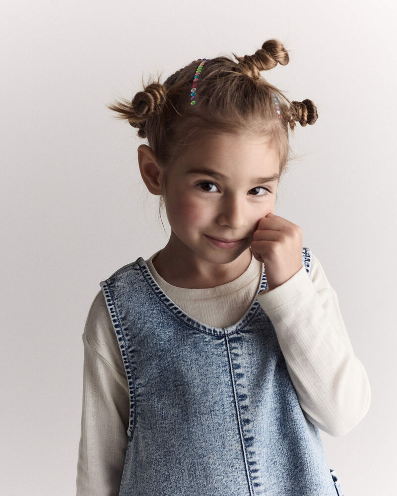 Toddler Girl Pointelle Long-Sleeve Top - Cream, image 2 of 7 slides