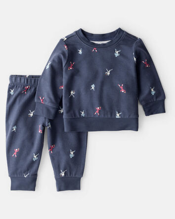 Bébé garçon - Ensemble 2 pièces PurelySoft t-shirt à manches longues et pantalon à imprimé de football - Bleu, 