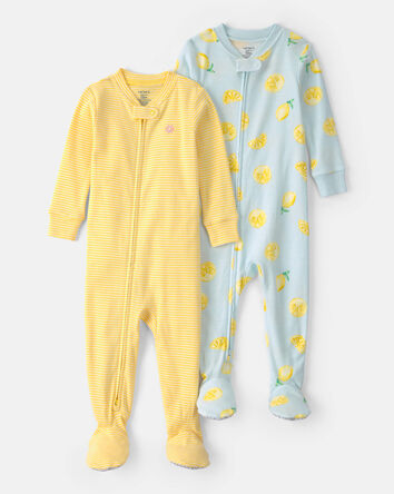 Baby 2-Pack Lemon Snug Fit 1-Piece Pyjama Set - Yellow/Blue, 