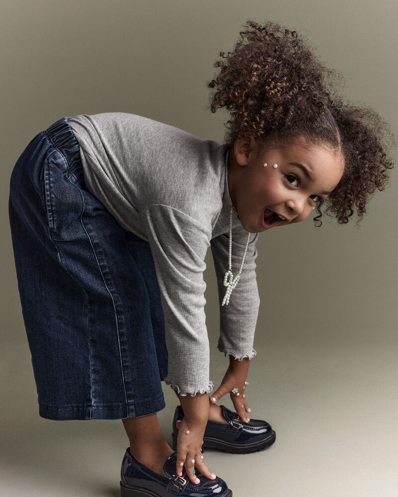 Toddler Girl Mock Neck Long-Sleeve Top - Heather Grey, image 5 of 6 slides