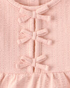 Baby Girl 3-Piece Striped Top & Short Set - Pink/Beige, image 3 of 4 slides