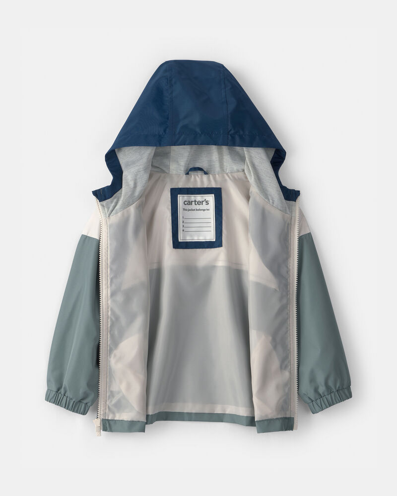 Toddler Boy Colurblock Windbreaker- Blue/Green, image 2 of 3 slides