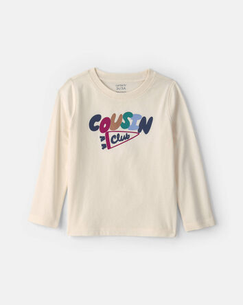 Toddler 'Cousin Club' Long-Sleeve Graphic Tee - Cream, 