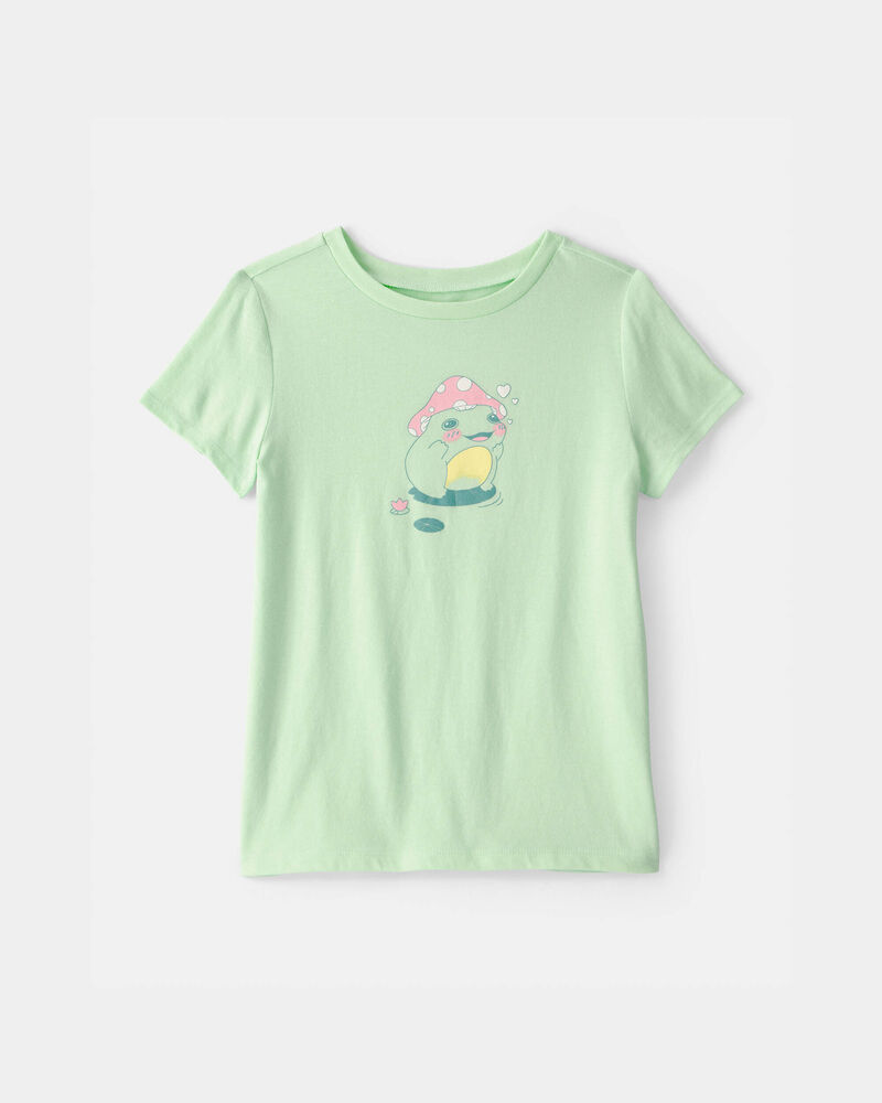 Girls Frog Graphic Tee - Green, image 1 of 3 slides