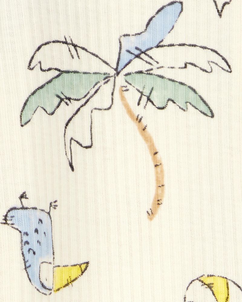 Baby Palm Tree Print 2-Way Zip Sleeper Pyjamas - Ivory, image 2 of 3 slides