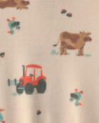 Baby Boy Tractor 2-Way Zip Fleece Sleeper - Brown, image 4 of 5 slides