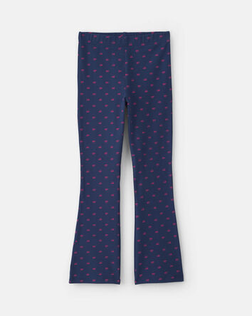 Filles - Legging extensible en coton &agrave; motif coton - Bleu marine, 