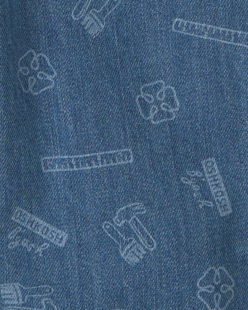 Toddler Logo Denim Overalls - Light Wash, image 3 of 4 slides