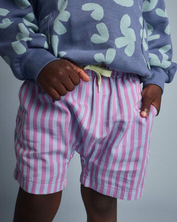 Tout-petit gar&ccedil;on - Short extensible &agrave; rayures - Bleu/Mauve, 