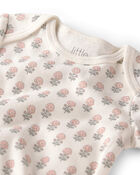 Baby Girl 3-Pack Organic Cotton Bodysuits in Floral Print, image 2 of 6 slides