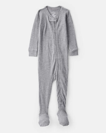 Bébé garçon - Pyjamas une pièce à manches longues PurelySoft avec fermeture éclair à double sens - Gris, 