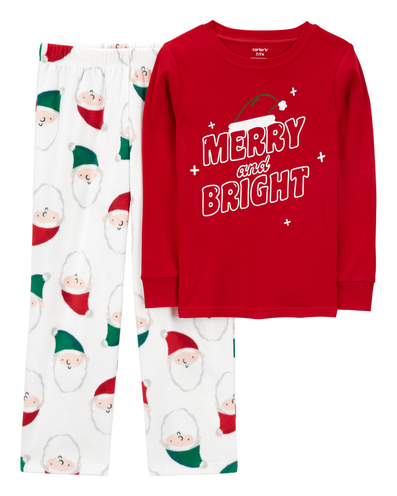 Kid 2 Piece Santa Fleece Cotton Pyjamas
