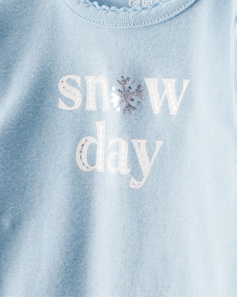 Baby Girl 2-Piece DayDream Fleece Snow Day Bodysuit & Pant Set - Cream/Blue, image 3 of 5 slides