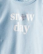 Baby Girl 2-Piece DayDream Fleece Snow Day Bodysuit & Pant Set - Cream/Blue, image 3 of 5 slides
