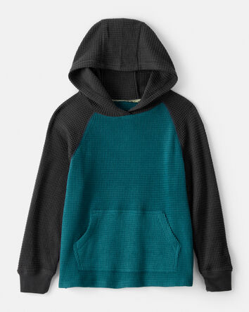 Boys Waffle Knit Colour Block Hoodie, 