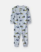 Baby Boy Construction 2-Way Zip Dreamplush 1-Piece Pyjama - Blue, image 1 of 4 slides