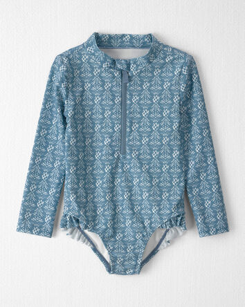 Tout-petit fille - Maillot de bain volant&eacute; en mat&eacute;riaux recycl&eacute;s, lagune en fleurs, 