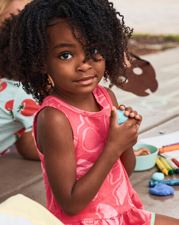 Tout-petit fille - D&eacute;bardeur p&eacute;plum &agrave; motif floral - Corail, 