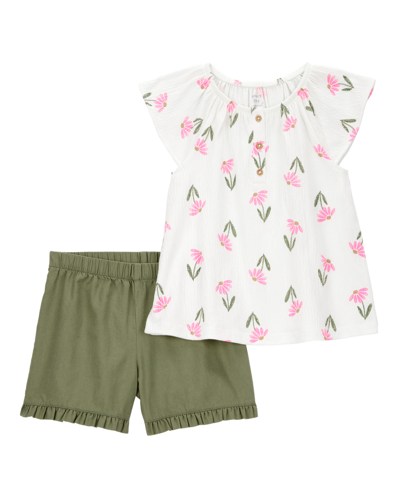 Kid 2-Piece Floral Top & Short Set, image 1 of 4 slides