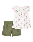 Kid 2-Piece Floral Top & Short Set, image 1 of 4 slides