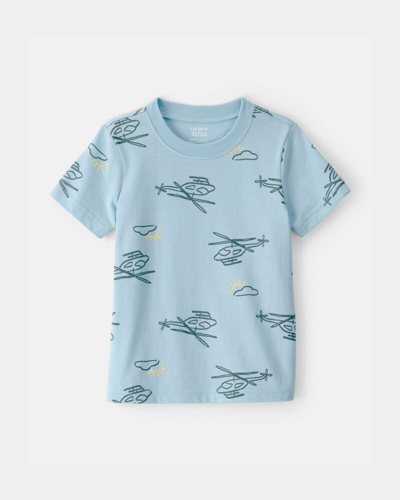 Tout-petit gar&ccedil;on - T-shirt &agrave; motif h&eacute;licopt&egrave;res - Bleu, image 1 sur 2 diapositives