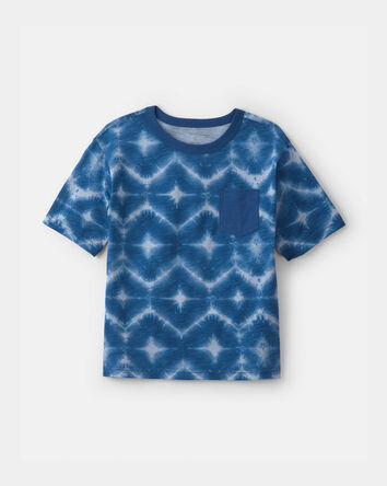 Gar&ccedil;ons - T-shirt &agrave; motif g&eacute;om&eacute;trique teint sur n&oelig;uds avec poche - Bleu, 