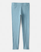 Girls Floral 100% Cotton Pull-On Stretch Leggings - Blue, image 1 of 4 slides