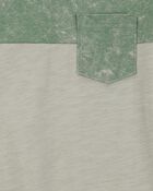 Enfant T-shirt à manches courtes à poche de couleur unie - Vert, image 2 sur 3 diapositives