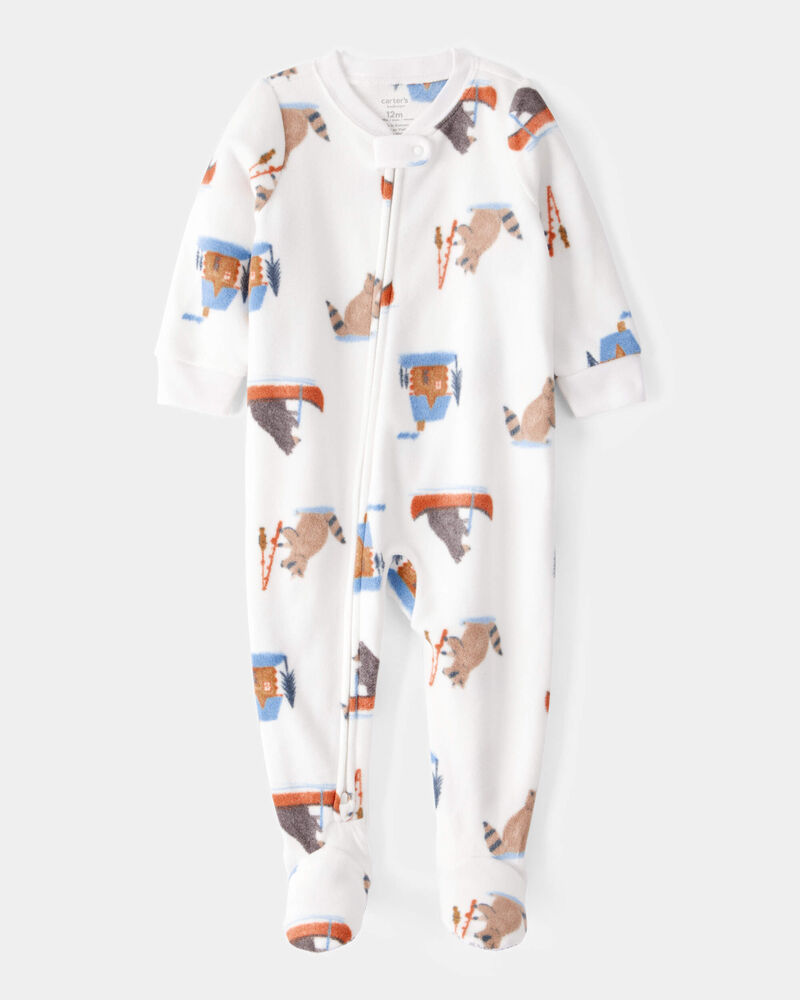 Baby 1-Piece Woodland Creatures Fleece Footie Pyjamas, image 1 of 3 slides