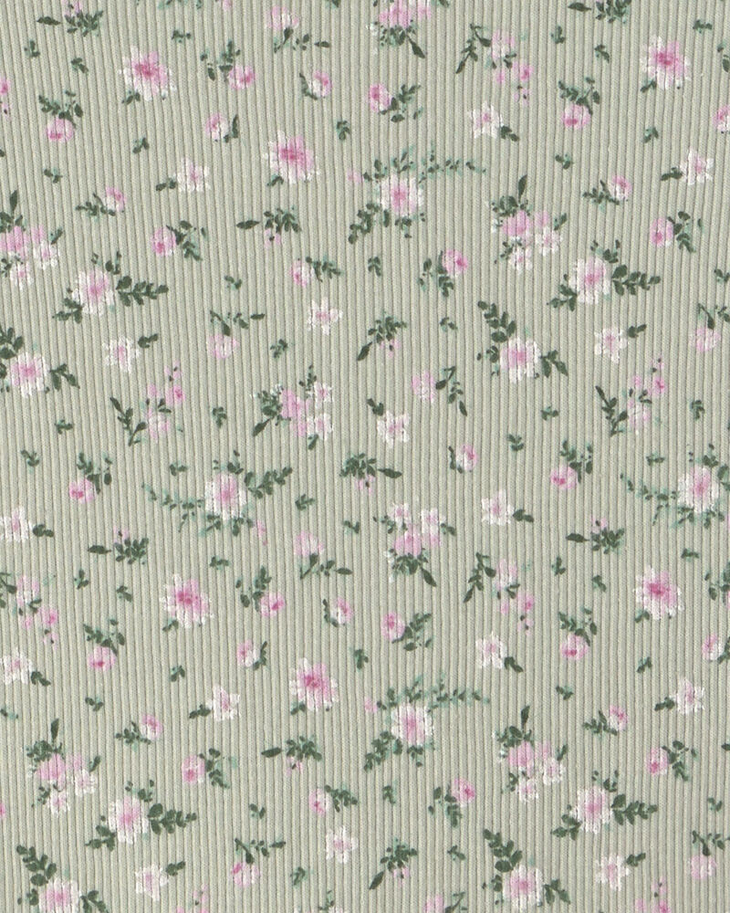 Girls Floral Long-Sleeve Top - Green, image 2 of 3 slides
