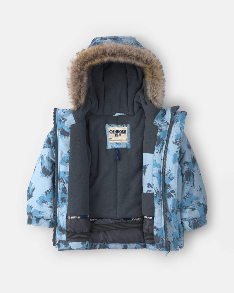 Toddler Boy  2 Piece Ice Print Snowsuit-  Grey, image 4 of 13 slides
