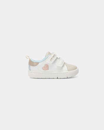 Baby Girl Every Step&reg; First Walker Heart Casual Shoes - White/Tan, 